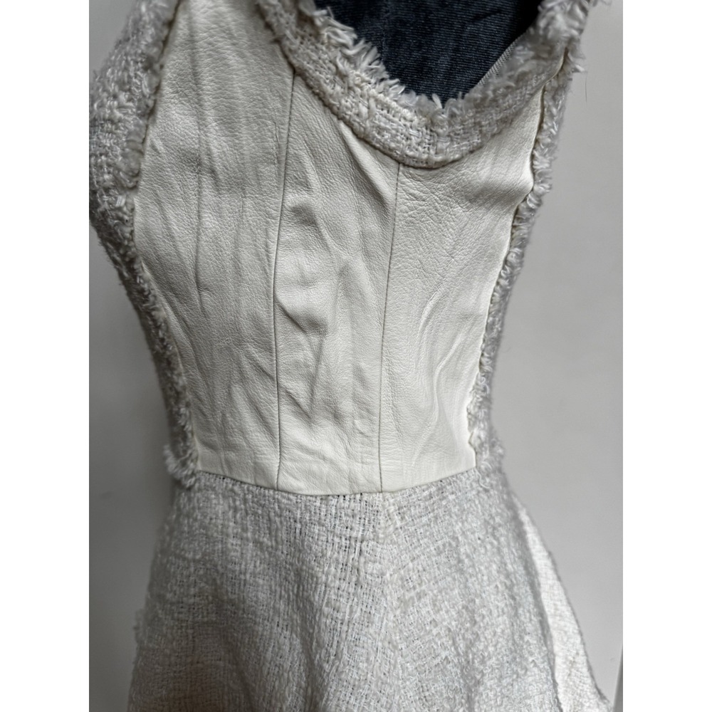 Rebecca Taylor Blouse 4 Tweed Leather‎ Peplum Coquette Old Money Luxury $350 - Picture 8 of 16